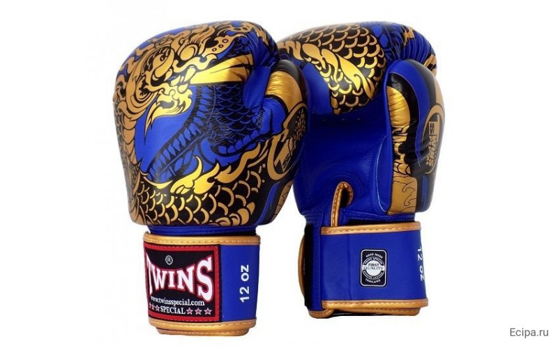Боксерские перчатки Twins Special FBGVL3-52 Dragon blue gold 12 oz
