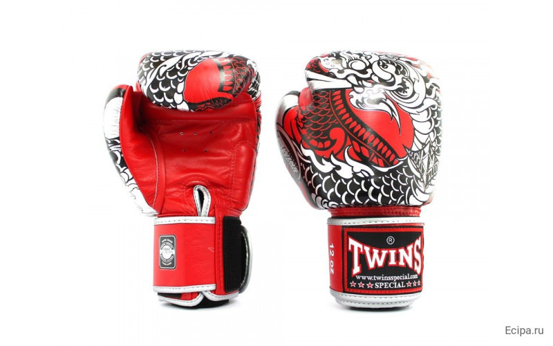 Боксерские перчатки Twins Special FBGVL3-52 Dragon red silver 12 oz