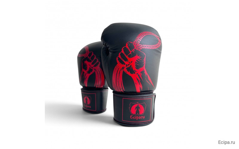 Боксерские перчатки Ecipa BGV8 black 14 oz (Натуральная Кожа)