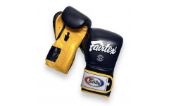 Боксерские перчатки Fairtex BGV9 blue navy yellow 12 oz